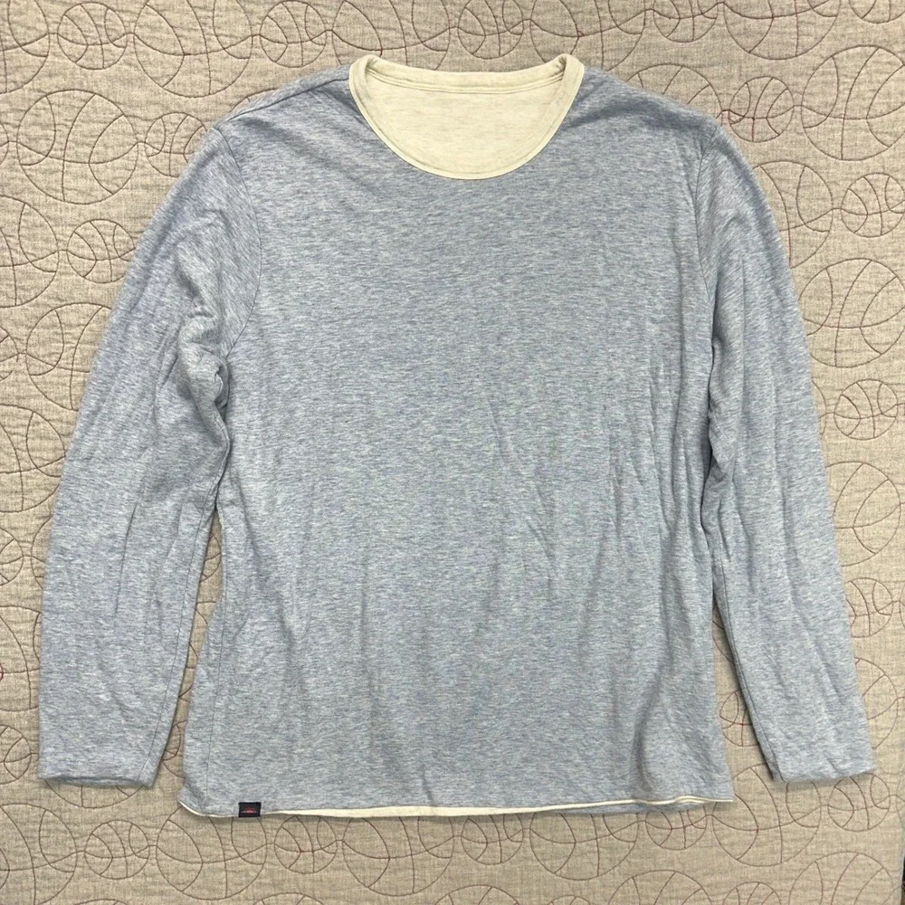 Faherty Reversible Crewneck Blue Heathered Cloud / Men's Large